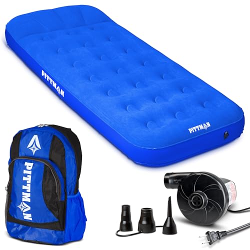 Pittman - Kids Air Mattress - Deluxe Kids Inflatable Bed with Electric Pump & Durable Backpack - Perfect Teen to Toddler Blow up Mattress for Sleepovers, Camping or Childs Travel Bed