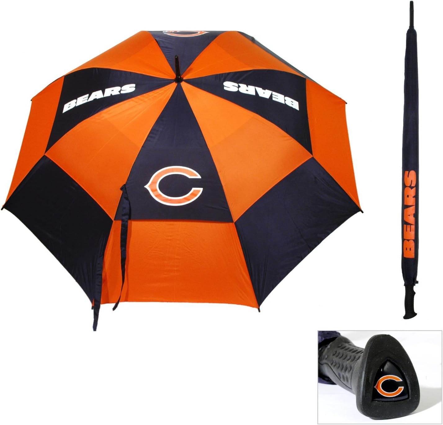 Team Golf NFL 62" Golf Umbrella with Protective Sheath, Double Canopy Wind Protection Design, Auto Open Button