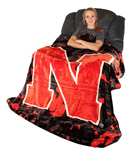 College Covers Everything Comfy Nebraska Cornhuskers Soft and Warm Huge Raschel Throw Blanket, 86" x 63"