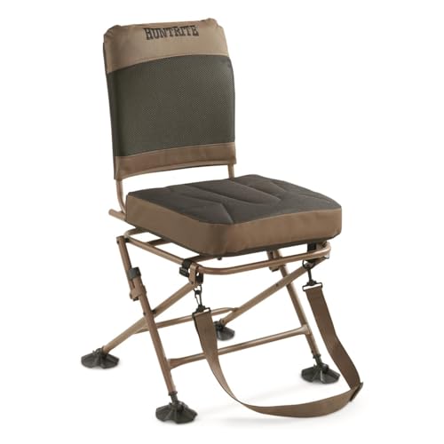 Guide Gear Huntrite 360 Swivel Hunting Blind Chair, 300 Pound Capacity, Folding, Lightweight, Portable, Padded Cushion Hunting Seat, Hunt Gear and Equipment, Black