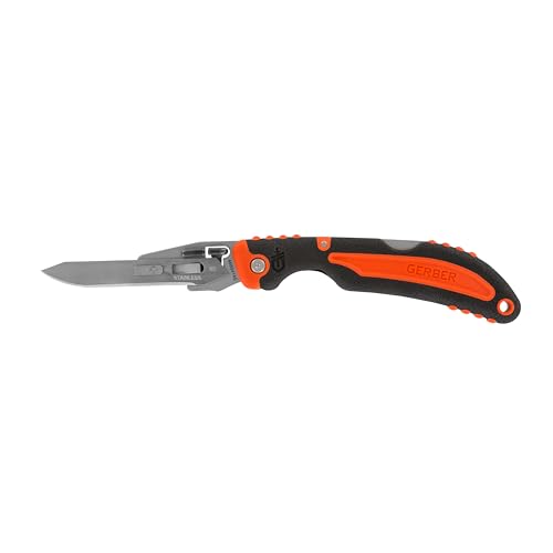 Gerber Gear Vital Pocket Knife, 2.8" Camping and Hunting Plain Edge Folding Knife with Exchange-A-Blade System