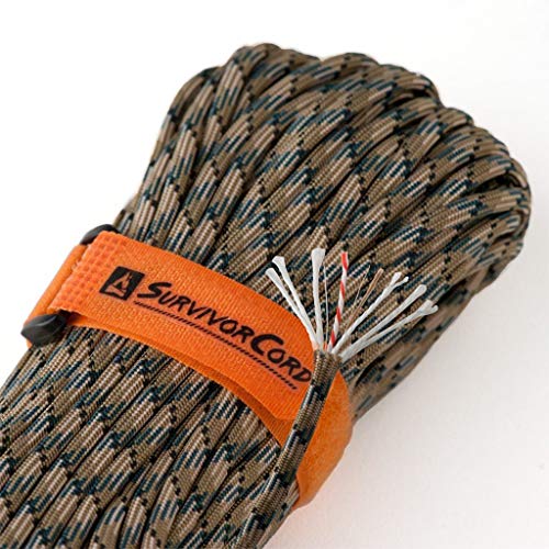TITAN Survival Patented Paracord 550 - 25ft, 100ft, 500ft & Color Options - 620LB Strength Survival Paracord Military Spec with 3 Strands - Heavy Duty Hank Cord for Camping & Outdoors with Firestarter