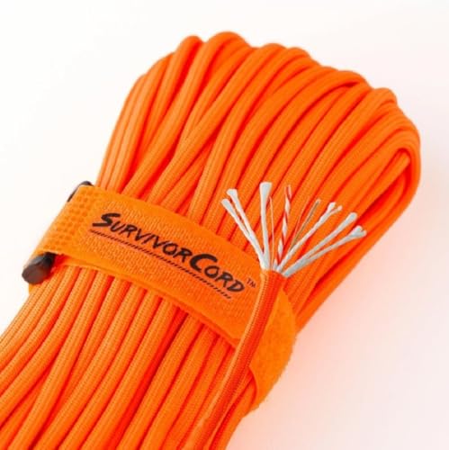 TITAN Survival Patented Paracord 550 - 25ft, 100ft, 500ft & Color Options - 620LB Strength Survival Paracord Military Spec with 3 Strands - Heavy Duty Hank Cord for Camping & Outdoors with Firestarter