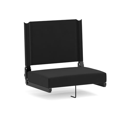 Flash Furniture Grandstand Portable Stadium Seat for Bleachers or Benches, Folding Padded Stadium Chair with Carrying Handle, 500 lb. Weight Capacity, Black