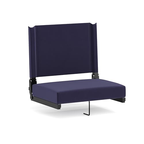 Flash Furniture Grandstand Portable Stadium Seat for Bleachers or Benches, Folding Padded Stadium Chair with Carrying Handle, 500 lb. Weight Capacity, Navy