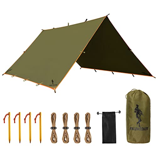 FREE SOLDIER Waterproof Portable Tarp (Brown 1010.5ft)