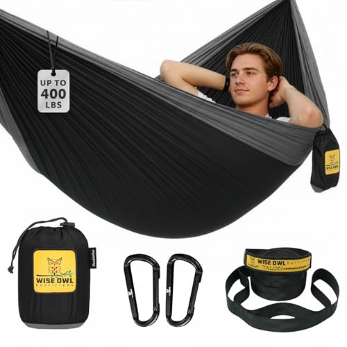 Wise Owl Outfitters Camping Hammock  500lbs Portable Hammock with Tree Straps - Travel, Backpacking, Hiking, Outdoors Camping Gear - Single or Double