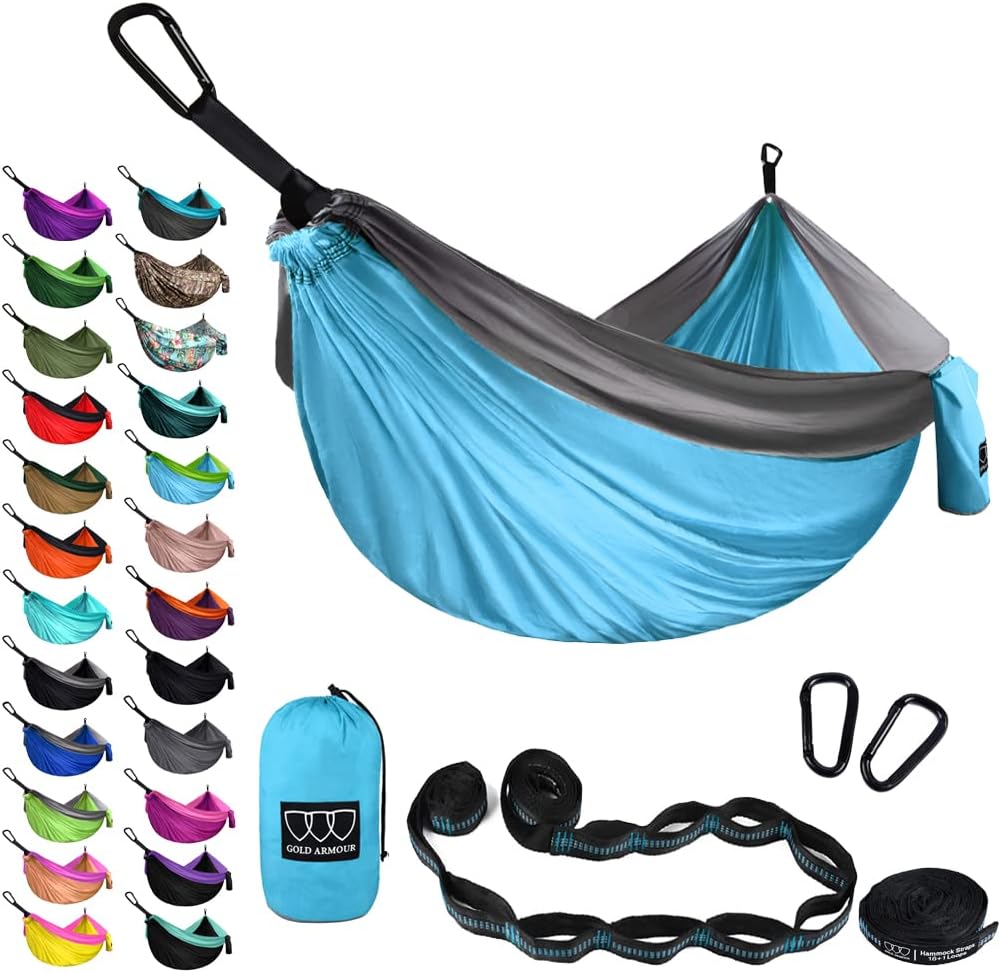 Gold Armour XL Double Hammock (Sky Blue & Gray)
