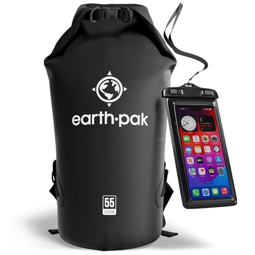 Earth Pak Waterproof Dry Bag - Roll Top Waterproof Backpack Sack Keeps Gear Dry for Kayak with Waterproof Phone Case