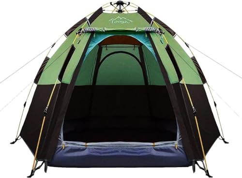 2-3-4 Person Camping Tent 60 Seconds Easy Quick Set Up Tent Waterproof Pop Up Dome Family Hexagon Outdoor Sports Backpacking Tents Double Layer Flysheet Camping Sun Shelters & Height 66 inches