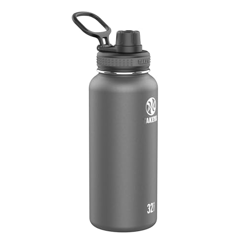 Takeya Originals 32 oz Vacuum Insulated Stainless Steel Water Bottle with Spout Lid, Graphite