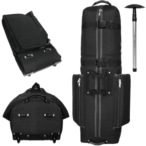 CaddyDaddy Constrictor Soft-Sided Golf Travel Bag Cover with Thick Dense Foam Padded Top 1 Year Full Travel Bag Replacement Coverage | Wheels & Lockable Zippers Case for Transporting Clubs on Airlines