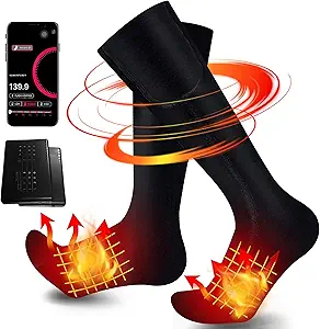 Heated Socks for Men Women, 6000mAh Rechargeable Heated Socks with 3 Heat Settings, Electric Heated Socks Foot Warmer Thermal Socks for Camping, Skiing, Hiking, Hunting, Winter Sports Outdoor & Indoor
