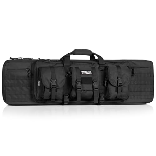 Savior Equipment American Classic Tactical Double Long Gun Bag Pistol Transportation Case w/Backpack Strap, Lockable Compartment, Available Length in 32" 36" 42" 46" 51" 55"