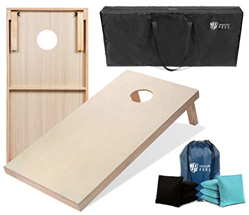Tailgating Pros Cornhole Boards - 4'x2' & 3'x2' Cornhole Game w/Carrying Case & Set of 8 Corn Hole Bags - 150+ Color Combos! Optional LED Lights