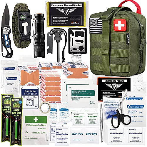 EVERLIT 250 Pieces Survival First Aid Kit IFAK EMT Molle Pouch Survival Kit Outdoor Gear Emergency Kits Trauma Bag for Camping Boat Hunting Hiking Home Car Earthquake and Adventures
