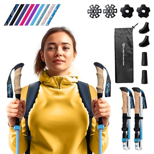 Walking Sticks for Men & Women - 14.5" Foldable Hiking Poles for Backpacking, Exercising and Traveling, Set of 2 Aluminum Nordic Collapsible Trekking Poles