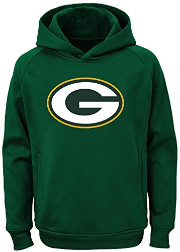 Outerstuff NFL Kids Youth 8-20 Team Color Alternate Polyester Performance Primary Logo Pullover Sweater Sweatshirt Hoodie (Green Bay Packers)