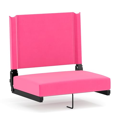 Flash Furniture Grandstand Portable Stadium Seat for Bleachers or Benches, Folding Padded Stadium Chair with Carrying Handle, 500 lb. Weight Capacity, Pink
