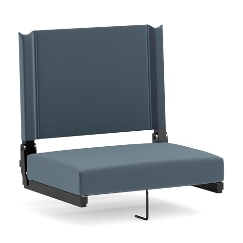 Flash Furniture Grandstand Portable Stadium Seat for Bleachers or Benches, Folding Padded Stadium Chair with Carrying Handle, 500 lb. Weight Capacity, Dark Blue