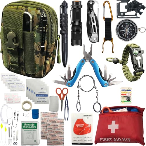 Survival Kit - All-in-One Survival Gear and Supplies for Camping, Hiking, Hunting, and Car Emergencies - Essential Tools, Great Gift for Men, Fathers, Boyfriends, Boys, Dads and Scouts