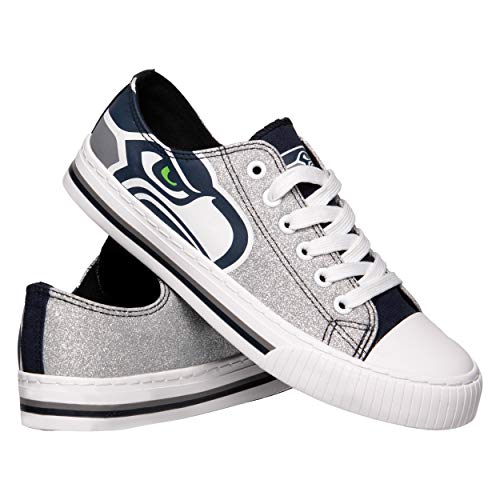 FOCO Women's NFL Team Logo Ladies Fashion Glitter Low Top Canvas Sneakers Shoes Dallas Cowboys Shoes-10/XXL