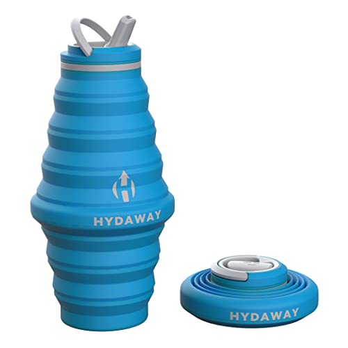 HYDAWAY Collapsible Water Bottle, 25oz Flip-Top Lid | Ultra-Packable, Travel-Friendly, Food-Grade Silicone (Bluebird)
