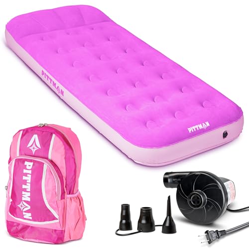 Pittman - Kids Air Mattress - Deluxe Kids Inflatable Bed with Electric Pump & Durable Backpack - Perfect Teen to Toddler Blow up Mattress for Sleepovers, Camping or Childs Travel Bed