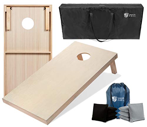 Tailgating Pros Cornhole Boards - 4'x2' & 3'x2' Cornhole Game w/Carrying Case & Set of 8 Corn Hole Bags - 150+ Color Combos! Optional LED Lights