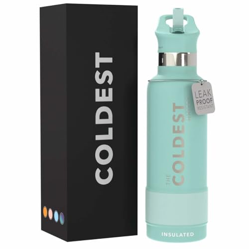 Coldest Insulated Water Bottle with Straw Lid - Stainless Steel Metal Thermos for Men & Women (Oceanic Green, 21 oz)
