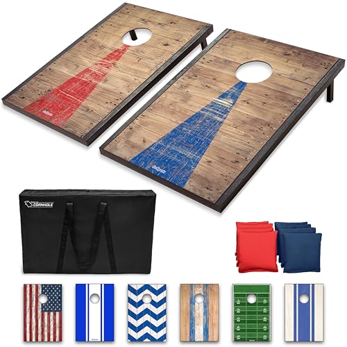 GoSports Portable Cornhole Sets, 8 Styles Choose 4 x 2 ft or 3 x 2 ft - Boards Include 8 Bean Bags, Travel Case, and Game Rules