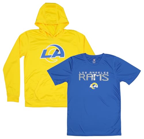 Outerstuff NFL Youth Boys (8-20) Two Piece Performance LS Fleece Hoodie and SS Tee 2 Pack Combo Set, Team Variation