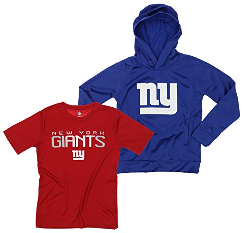 Outerstuff NFL Youth Boys (8-20) Two Piece Performance LS Fleece Hoodie and SS Tee 2 Pack Combo Set, Team Variation