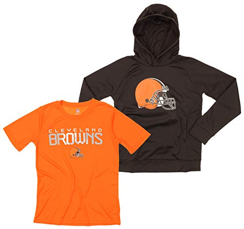 Outerstuff NFL Youth Boys (8-20) Two Piece Performance LS Fleece Hoodie and SS Tee 2 Pack Combo Set, Team Variation