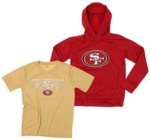 Outerstuff NFL Youth Boys (8-20) Two Piece Performance LS Fleece Hoodie and SS Tee 2 Pack Combo Set, Team Variation