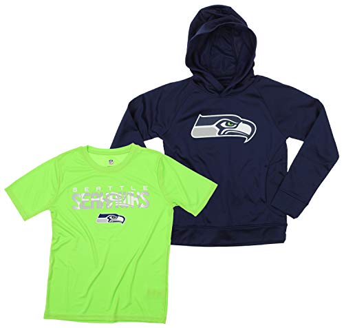 Outerstuff NFL Youth Boys (8-20) Two Piece Performance LS Fleece Hoodie and SS Tee 2 Pack Combo Set, Team Variation