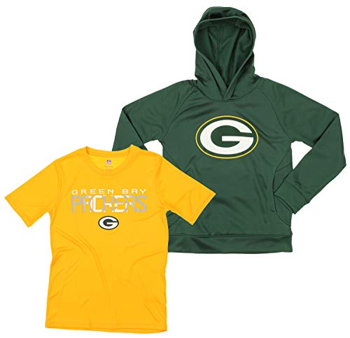 Outerstuff NFL Youth Boys (8-20) Two Piece Performance LS Fleece Hoodie and SS Tee 2 Pack Combo Set, Team Variation