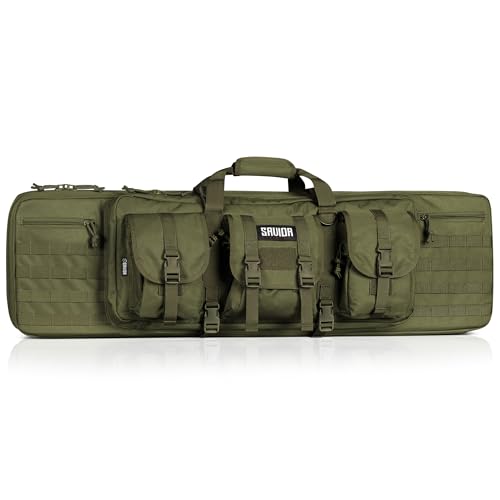 Savior Equipment American Classic Tactical Double Long Gun Bag Pistol Transportation Case w/Backpack Strap, Lockable Compartment, Available Length in 32" 36" 42" 46" 51" 55"