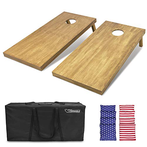 GoSports 4 ft x 2 ft Regulation Size Wooden Cornhole Boards Set - Includes Carrying Case - Full Regulation Size Bean Bag Toss Boards