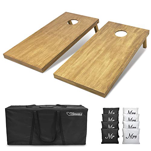 GoSports 4 ft x 2 ft Regulation Size Wooden Cornhole Boards Set - Includes Carrying Case - Full Regulation Size Bean Bag Toss Boards