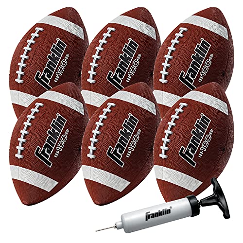Franklin Sports Kids Junior Grip-Rite Youth Junior Size Rubber Footballs - Peewee Kids Durable Outdoor Footballs - Single & Bulk Packs Available