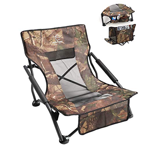 HITORHIKE Low Sling Beach Camping Concert Folding Chair with Armrests and Breathable Nylon Mesh Back Compact and Sturdy Chair