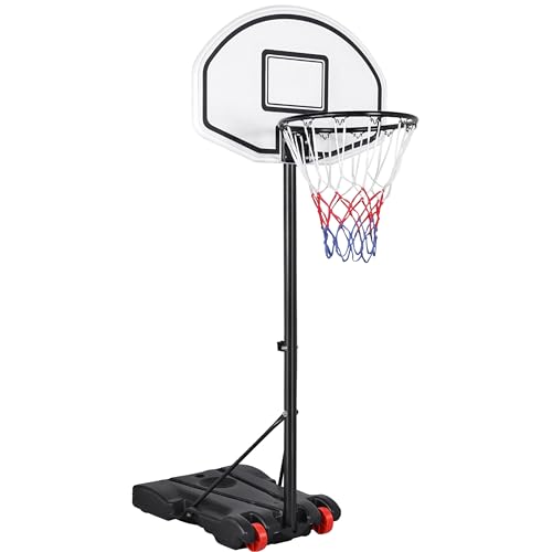 Yaheetech Portable Basketball Hoop for Kids/Youth Outdoor/Indoor Basketball Goals Stand 6.4-8.2ft Height Adjustable
