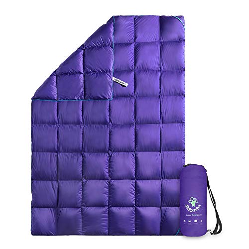 4Monster Down Camping Blanket - Outdoor Travel Quilt Puffy 650 Fill, Packable, Lightweight,Wind & Waterproof | Ideal for Stadium, Backpacking,Picnics, Beach and Hiking