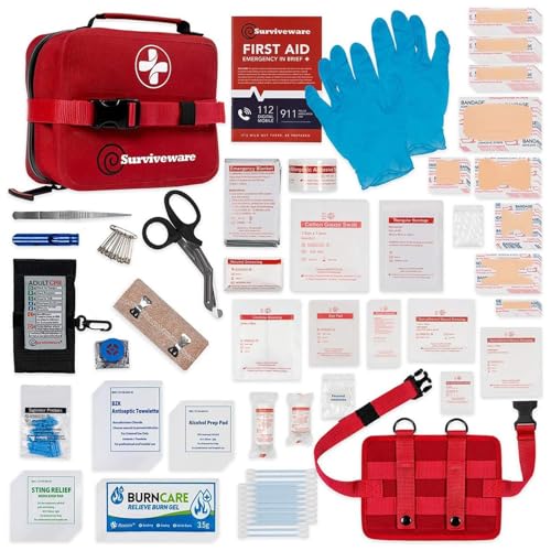 Surviveware 184 Pcs Waterproof Premium Survival First Aid Kit - Survival Emergency Preparedness for Travel Camping Gear, Survival Kit and Outdoor Emergencies - Survival Kit
