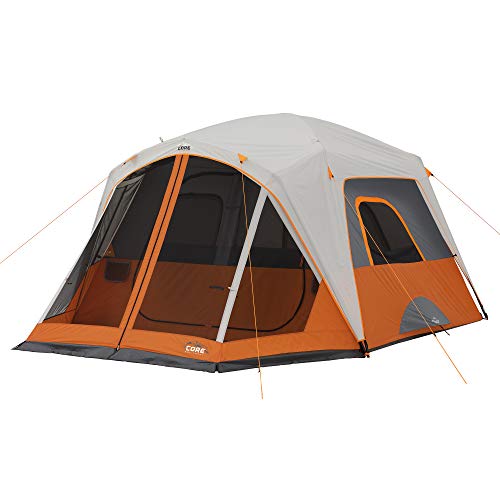 CORE Tent for Family Camping | 4 Person & 6 Person Portable Camp Tent with Carry Bag for Outdoor Car Camping | Included Gear Loft Organizer for Camp Accessories
