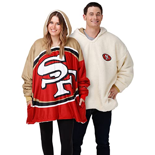 foco NFL Team Logo Reversible Oversized Sherpa Hoodie Sweatshirt Hoodeez