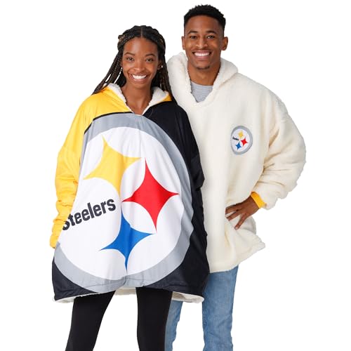 foco NFL Team Logo Reversible Oversized Sherpa Hoodie Sweatshirt Hoodeez