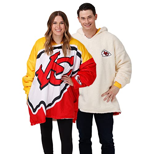 foco NFL Team Logo Reversible Oversized Sherpa Hoodie Sweatshirt Hoodeez