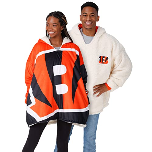 foco NFL Team Logo Reversible Oversized Sherpa Hoodie Sweatshirt Hoodeez